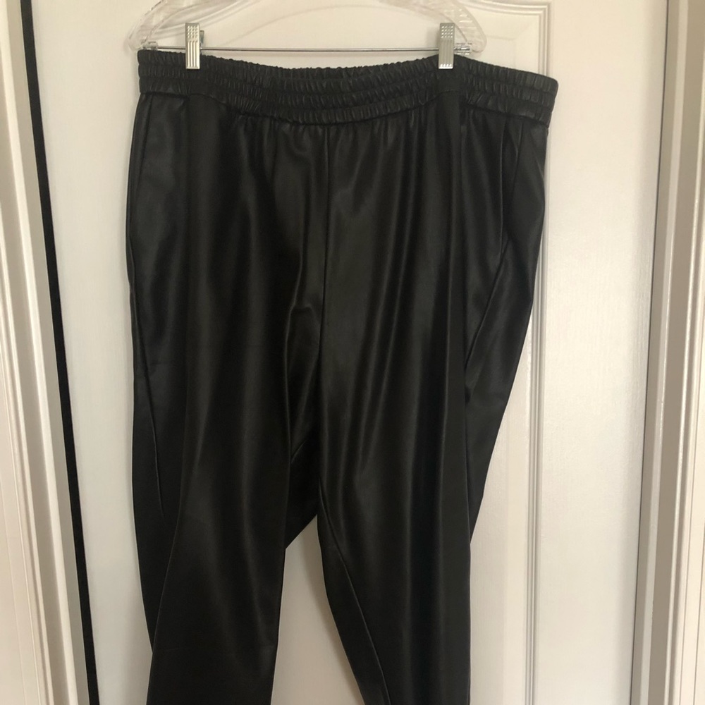 Black faux leather pants
